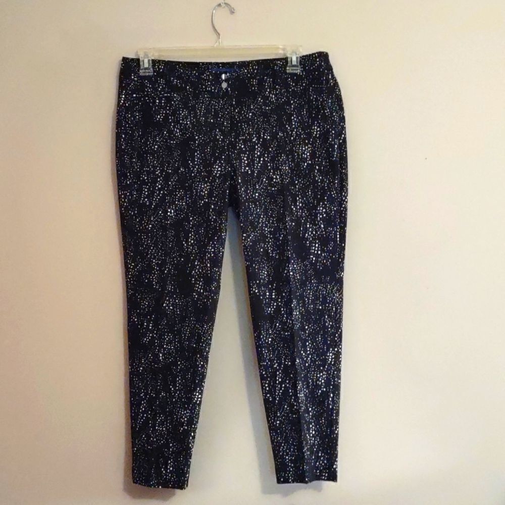 Apt. 9 Women's‎ Size 14 black white paint splatter print cotton ankle pants